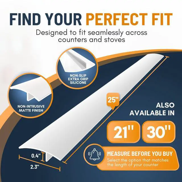 Alt view image 2 of 7 - Lindas Essentials Silicone Stove Gap Covers (2 Pack), Heat Resistant Oven Gap Filler Seals Spaces Between Stovetop and Counter, Easy to Clean Stove Side Guard (25 Inches, White)
