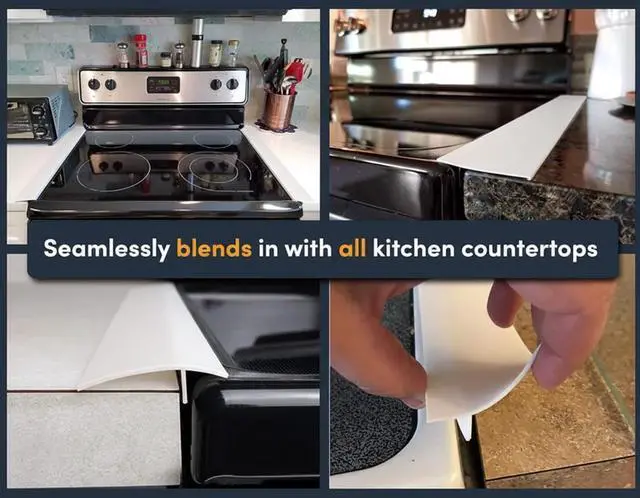 Alt view image 6 of 7 - Lindas Essentials Silicone Stove Gap Covers (2 Pack), Heat Resistant Oven Gap Filler Seals Gaps Between Stovetop and Counter, Easy to Clean Stove Gap Guard (30 Inches, White)