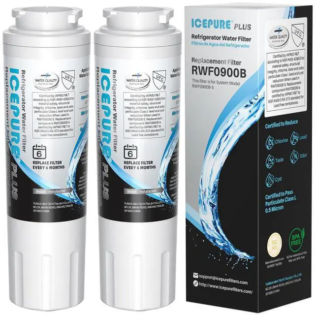 Main image of PLUS UKF8001 NSF/ANSI 53 & 42 Certified Refrigerator Water Filter, Remove Lead, Replacement for Whirlpool Filter 4, Everydrop EDR4RXD1, Maytag UKF8001AXX-200 UKF8001AXX-750 9084 4396395, 2PACK