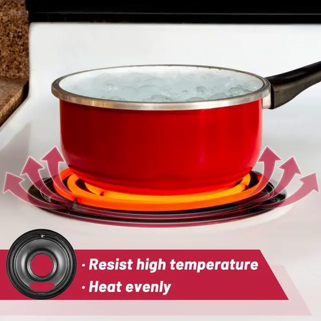 Alt view image 3 of 6 - GE Black Stove Drip Pans, 10% Energy Save by Enamel Spraying Prevent Bending and Rust - Include 2 6'' Burner Drip Pans and 2 8'' Drip Bowl
