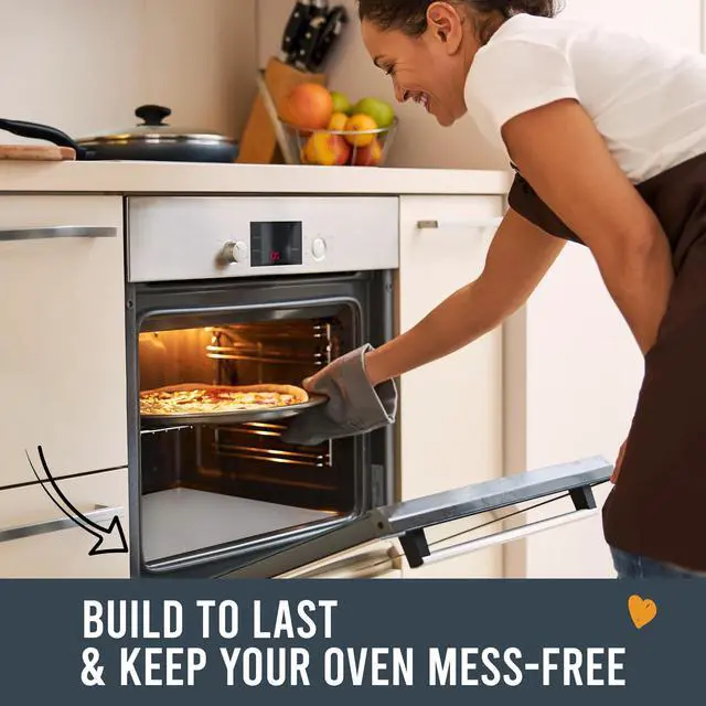 Alt view image 4 of 7 - Oven Liners for Bottom of Oven - 17"x 25" Large Heavy Duty Non-Stick 3 Pack | Resistant to 500°F, BPA & PFOA Free, Reusable, Fits Electric, Gas, Toaster, Microwave Ovens & Grills, Spill Guard, Silver