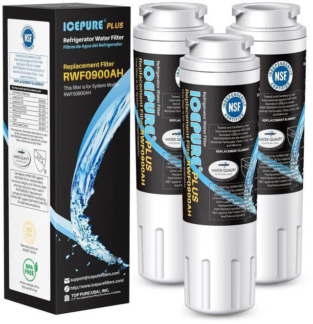Main image of PLUS UKF8001 Replacement for Whirlpool Filter 4, EDR4RXD1, 3 Pack | NSF/ANSI 53 Certified RWF0900AH Replacement for Everydrop EDR4RXD1, Maytag UKF8001AXX, Whirlpool 4396395, 46-9006, MPF15090
