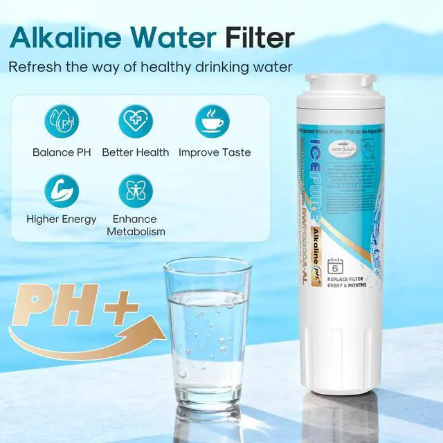 Alt view image 4 of 7 - Alkaline UKF8001 Refrigerator Water Filter Replacement for Whirlpool EDR4RXD1, EveryDrop Filter 4, Maytag UKF8001, 4396395, UKF8001P, UKF8001AXX, RFC0900A, UKF8001AXX-200, Enhances PH, 3 Pack
