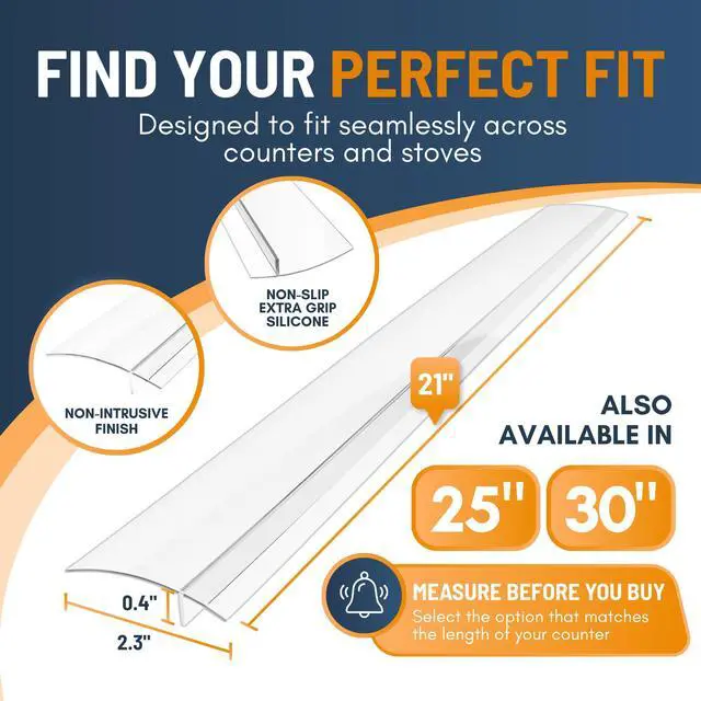 Alt view image 2 of 7 - Lindas Essentials Silicone Stove Gap Covers (2 Pack), Heat Resistant Oven Gap Filler Seals Gaps Between Stovetop and Counter, Easy to Clean Stove Gap Guard (21 Inches, Clear)
