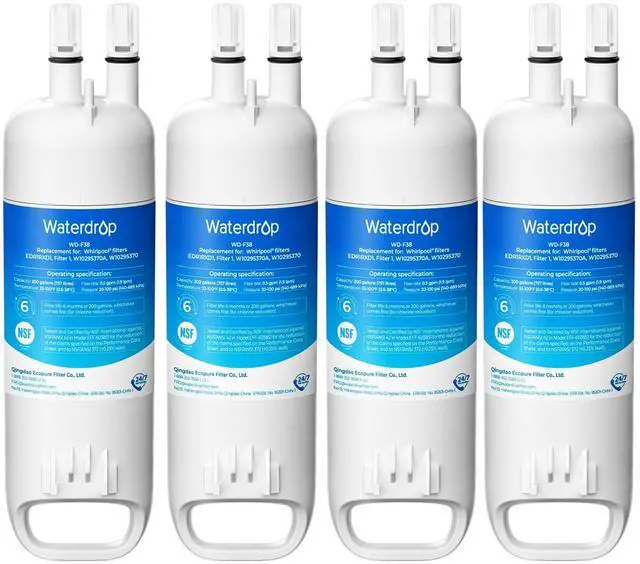 Main image of EDR1RXD1 Refrigerator Water Filter, 4 Pack | Replacement for Everydrop® Filter 1, W10295370A, EDR1RXD1B, P8RFWB2L, P4RFWB, WD-F38, 46-9081, 46-9930