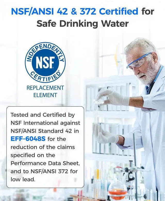 Alt view image 3 of 7 - XWF Water Filter Replacement for GE® WR17X30702, 4 Pack, No chip | Replacement for GE® XWF, NSF 42 & 372 Certified, Compatible with GE® GNE27, GFE26, GDE25, GSS25, PSE25 Series Refrigerators