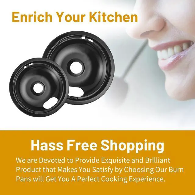 Alt view image 7 of 7 - 4 Pack Black Drip Pans, Compatible with Whirpool Kenmore Frigirate Stove Top Drip Bowls. Include 3 Pcs 6'' Range Replacement Drip Pans and 1 Pcs 8 '' Cooktop Drip Pans