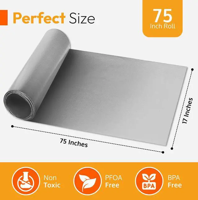 Alt view image 4 of 7 - Silver Teflon Liner Roll for Ovens, Stovetops & Grills 75x17, Custom Fit | Versatile Non-Stick Teflon Mat, Use As Oven Liner, Grill Mat, Stovetop Cover, Baking Sheet & More
