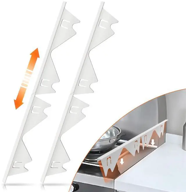 Main image of Stainless Steel Stove Gap Covers, Stove Gap Filler, White (2PCS) | Range Trim Kit, Stove Gap Guards, Heat Resistant and Easy to Clean, Retractable Length 13.8" to 27.5", Width 0.79"