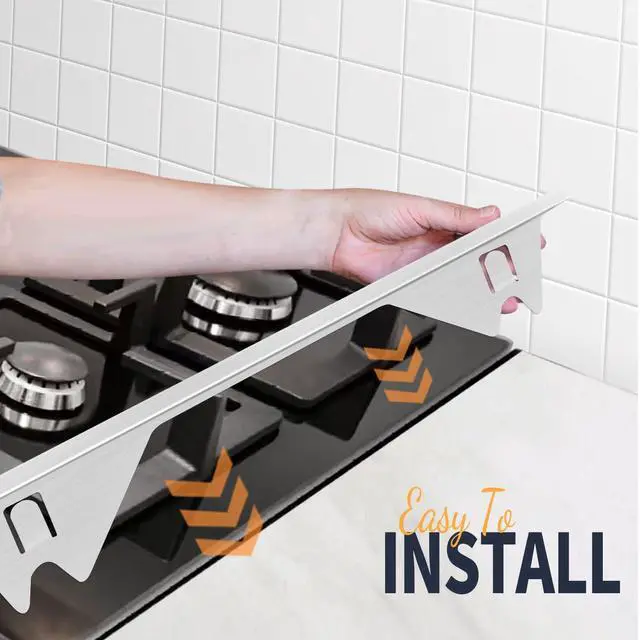 Alt view image 4 of 7 - Upgrade 316 Stainless Steel Stove Gap Covers, 2 Pack Stove Gap Filler Stove Gap Guards Range Trim Kit Heat Resistant Oven Gap Filler Between Stovetop and Counter