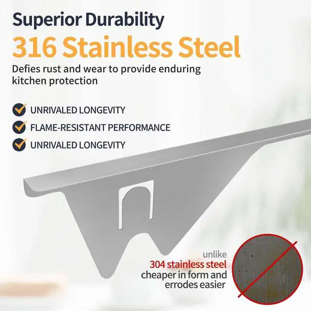 Alt view image 5 of 7 - Upgrade 316 Stainless Steel Stove Gap Covers, 2 Pack Stove Gap Filler Stove Gap Guards Range Trim Kit Heat Resistant Oven Gap Filler Between Stovetop and Counter