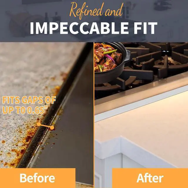 Alt view image 7 of 7 - Upgrade 316 Stainless Steel Stove Gap Covers, 2 Pack Stove Gap Filler Stove Gap Guards Range Trim Kit Heat Resistant Oven Gap Filler Between Stovetop and Counter