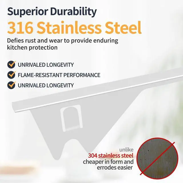 Alt view image 5 of 7 - Upgrade 316 Stainless Steel Stove Gap Covers, 2 Pack Stove Gap Filler Stove Gap Guards Range Trim Kit Heat Resistant Oven Gap Filler Between Stovetop and Counter