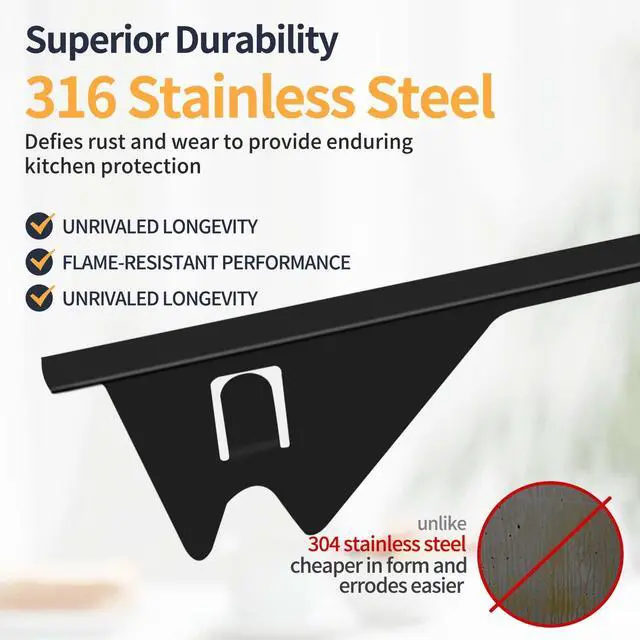 Alt view image 6 of 7 - Upgrade 316 Stainless Steel Stove Gap Covers, 2 Pack Stove Gap Filler Stove Gap Guards Range Trim Kit Heat Resistant Oven Gap Filler Between Stovetop and Counter