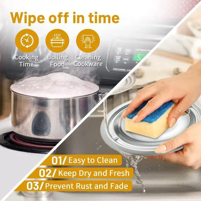 Alt view image 5 of 6 - 4-Piece Drip Pans Set - Compatible with GE Stoves - Chrome Finish Electric Stove Burner Drip Pans - 2 x 6inch, 2 x 8inch Stove Drip Pans - GE Stove Drip