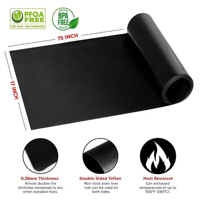 Alt view image 3 of 7 - Teflon Liner Roll for Ovens, Stovetops & Grills, 75x17- Cut to Size & Shape | Versatile Non-Stick Teflon Mat, Use As Oven Liner, Grill Mat, Stovetop Cover, Baking Sheet & More