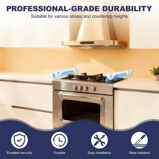 Alt view image 4 of 7 - Upgrade 316 Stainless Steel Stove Gap Covers (2 Pack, 23.4, White), Heat-Resistant Stove Gap Filler for Kitchen Counter and Stovetop, Range Trim Kit Oven Gap Guard Between Stove and Counter