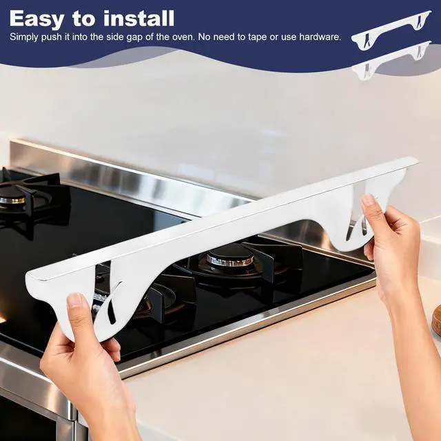 Alt view image 5 of 7 - Upgrade 316 Stainless Steel Stove Gap Covers (2 Pack, 23.4, White), Heat-Resistant Stove Gap Filler for Kitchen Counter and Stovetop, Range Trim Kit Oven Gap Guard Between Stove and Counter