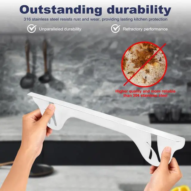 Alt view image 6 of 7 - Upgrade 316 Stainless Steel Stove Gap Covers (2 Pack, 23.4, White), Heat-Resistant Stove Gap Filler for Kitchen Counter and Stovetop, Range Trim Kit Oven Gap Guard Between Stove and Counter