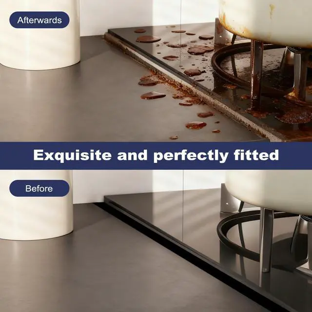 Alt view image 4 of 7 - Upgrade 316 Stainless Steel Stove Gap Covers (2 Pack, 23.4, Black), Heat-Resistant Stove Gap Filler for Kitchen Counter and Stovetop, Range Trim Kit Oven Gap Guard Between Stove and Counter