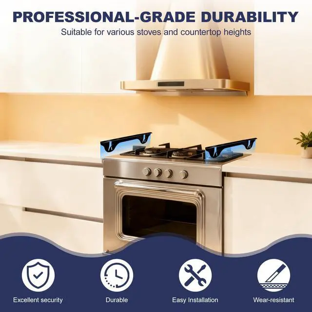 Alt view image 5 of 7 - Upgrade 316 Stainless Steel Stove Gap Covers (2 Pack, 23.4, Black), Heat-Resistant Stove Gap Filler for Kitchen Counter and Stovetop, Range Trim Kit Oven Gap Guard Between Stove and Counter