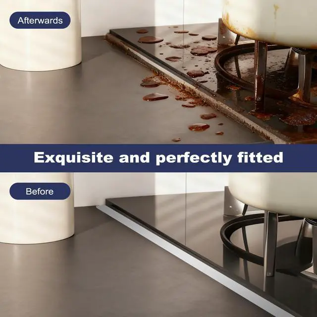 Alt view image 4 of 7 - Upgrade 316 Stainless Steel Stove Gap Covers (2 Pack, 23.4, Silver), Heat-Resistant Stove Gap Filler for Kitchen Counter and Stovetop, Range Trim Kit Oven Gap Guard Between Stove and Counter