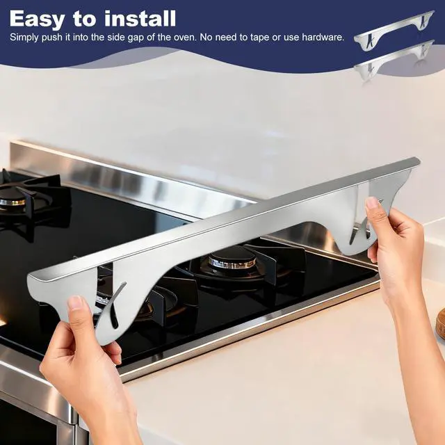Alt view image 6 of 7 - Upgrade 316 Stainless Steel Stove Gap Covers (2 Pack, 23.4, Silver), Heat-Resistant Stove Gap Filler for Kitchen Counter and Stovetop, Range Trim Kit Oven Gap Guard Between Stove and Counter