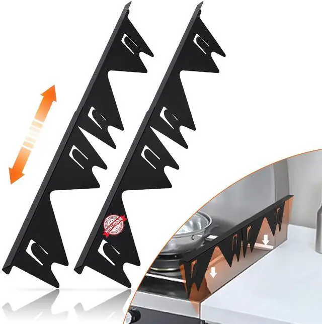 Main image of Stainless Steel Stove Gap Covers,Stove Gap Filler, Range Trim Kit, Stove Gap Guards, Heat Resistant and Easy to Clean, Easy retractable Length 13.8" to 27.5", Width 0.79",Black(2PCS)