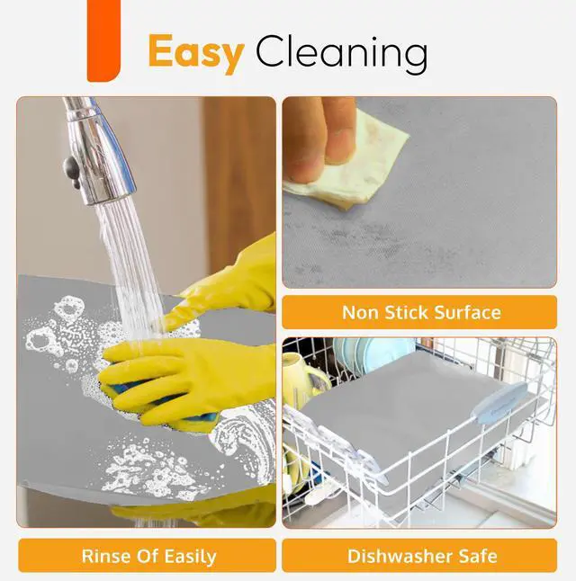 Alt view image 6 of 7 - Oven Liners for Bottom of Oven - 17"x 25" Large Heavy Duty Non-Stick 2 Pack | Resistant to 500°F, BPA & PFOA Free, Reusable, Fits Electric, Gas, Toaster, Microwave Ovens & Grills, Spill Guard, Silver
