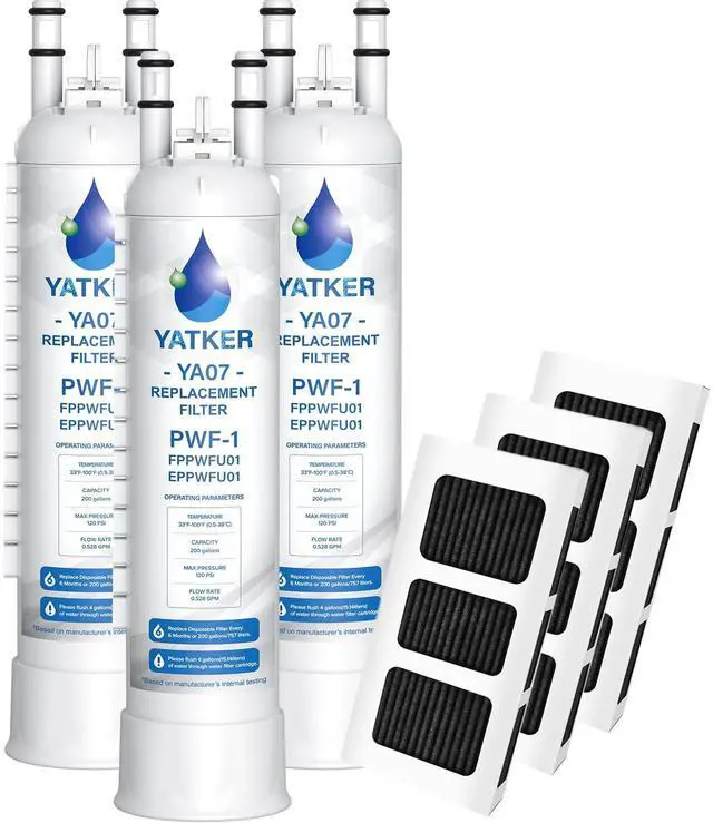 Main image of FPPWFU01 & PAULTRA2 Water & Air Filter replacement Combo (3+3 Pack) | Compatible with Frigidaire FPPWFU01, PurePour PWF-1, EPPWF01 and PureAir Ultra II PAULTRA2 Water & Air Filter