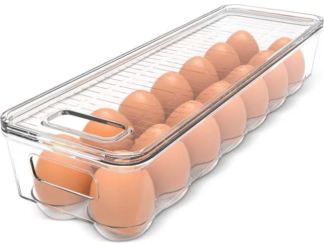 Main image of Egg Holder for Fridge, Stackable Egg Container, 1 Pack, Clear | With Lid and Handle, For Refrigerator Organization, Egg Holder For Kitchen or Pantry Organizers and Storage