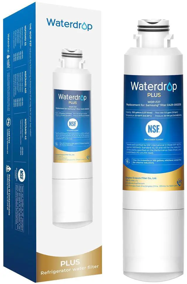 Main image of Plus WDP-F27 NSF 401 Certified Refrigerator Water Filter | Reduce PFOA/PFOS, Replacement for Samsung® DA29-00020B Water Filter HAF-CIN, HDX FMS-2, DA97-08006A-1, 46-9101, RF28HMEDBSR