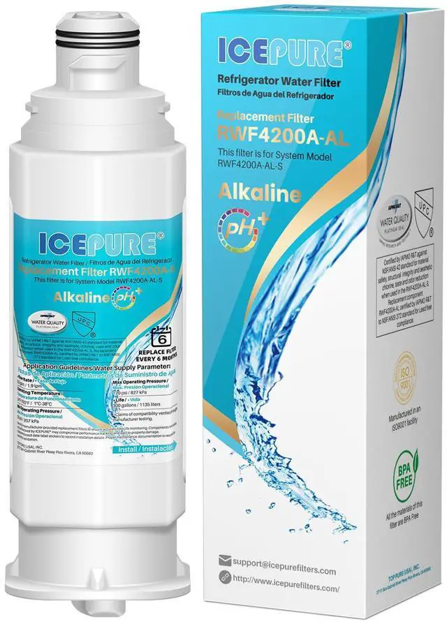 Main image of Alkaline DA97-17376B Refrigerator Water Filter Replacement for Samsung HAF-QIN/EXP, DA97-08006C, WD-F45, WS645A RS27T5200SR RS22T5201SR RF28R7201SR RF32CG5400SR RF23M8070SG, Enhances PH, 1Pack