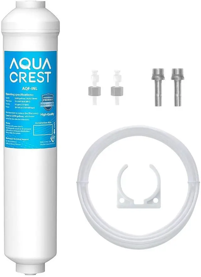 Main image of INL 5 Years Inline Water Filter for Ice Maker and Refrigerator | Reduces Chlorine, Taste& Odor, 1/4-Inch Direct Connect Fittings, Refrigerator, RV, Inline Refrigerator Water Filter