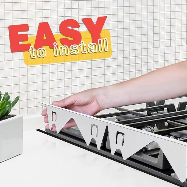 Alt view image 5 of 7 - Stove Gap Covers Stainless Steel, 2 Pack Stove Gap Filler Easy Retractable Length 13.8" to 27.5", Width 0.79" Stove Gap Guards Range Trim Kit, Heat Resistant Guard Between Stove Top & Counter