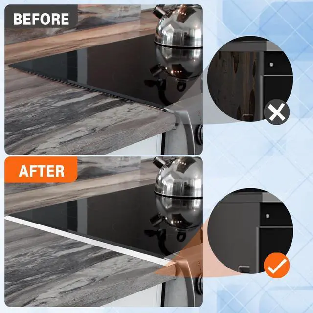Alt view image 7 of 7 - Stove Gap Covers Stainless Steel, 2 Pack Stove Gap Filler Easy Retractable Length 13.8" to 27.5", Width 0.79" Stove Gap Guards Range Trim Kit, Heat Resistant Guard Between Stove Top & Counter