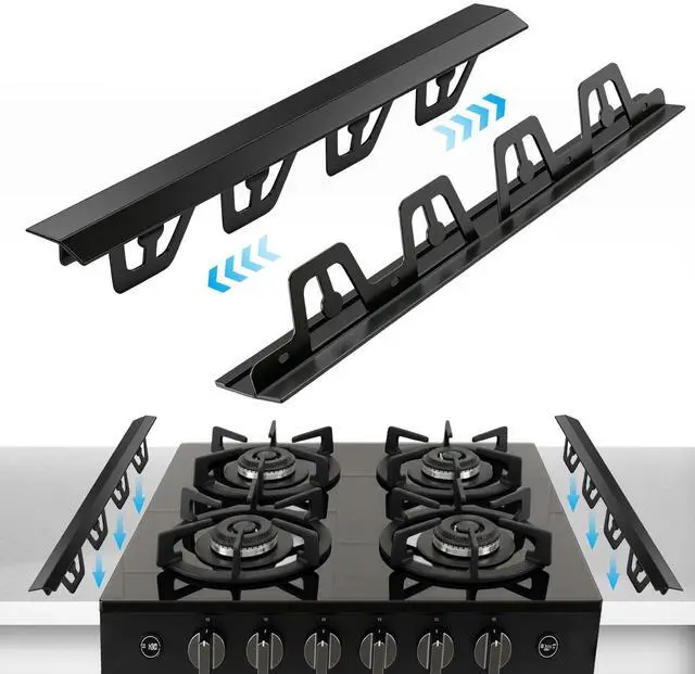 Main image of T-Shape Stove Gap Covers Stainless Steel, 2 Pack Stove Gap Filler Easy Retractable Length 13.8" to 27.5", Width 1.85" - Oven Gap Filler Stove Guards Range Trim Kit