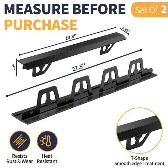 Alt view image 2 of 7 - T-Shape Stove Gap Covers Stainless Steel, 2 Pack Stove Gap Filler Easy Retractable Length 13.8" to 27.5", Width 1.85" - Oven Gap Filler Stove Guards Range Trim Kit
