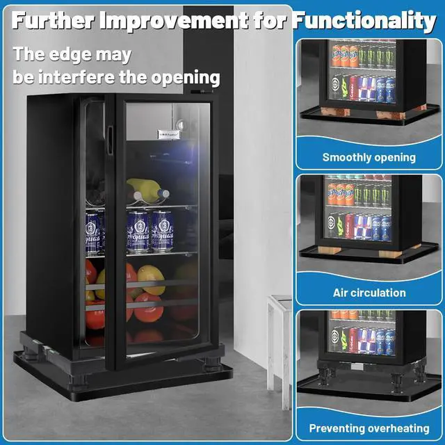 Alt view image 7 of 7 - Mini Fridge Stand with 23.6" x 23.6" x 0.8" Silicone Drip Tray with Raised Edge Mini Refrigerator Stand with Mat Portable Washer and Dryer Pedestal