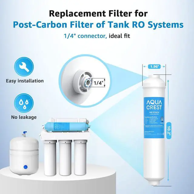 Alt view image 2 of 7 - FF35C5J Inline Water Filter Replacement, NSF/ANSI 42 Certified | 1/4 Quick-Connect Replacement for Refrigerator, Post-Carbon Filter for Reverse Osmosis Systems, 6-12 Months (NO Fittings)