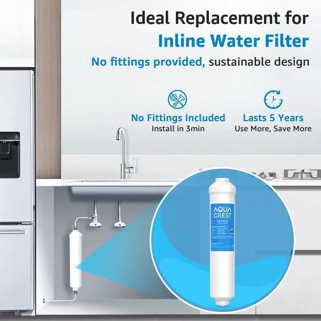 Alt view image 3 of 7 - FF35C5J Inline Water Filter Replacement, NSF/ANSI 42 Certified | 1/4 Quick-Connect Replacement for Refrigerator, Post-Carbon Filter for Reverse Osmosis Systems, 6-12 Months (NO Fittings)