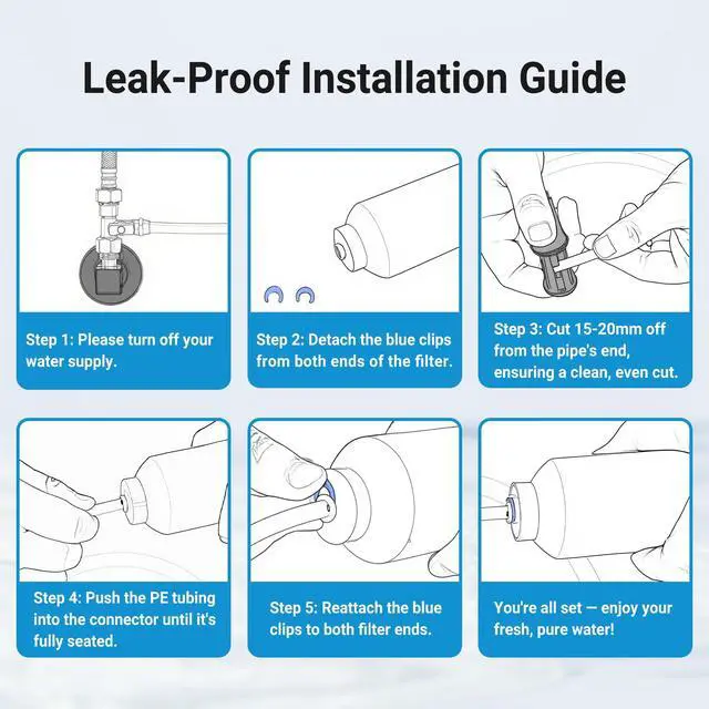 Alt view image 6 of 7 - FF35C5J Inline Water Filter Replacement, NSF/ANSI 42 Certified | 1/4 Quick-Connect Replacement for Refrigerator, Post-Carbon Filter for Reverse Osmosis Systems, 6-12 Months (NO Fittings)