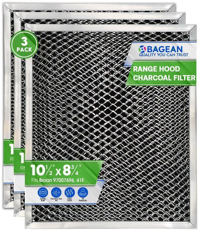 Main image of Stove Vent Filter 10.5"x8.8" 97007696 Fits Nutone Broan Range Hood Filter | Replacement 41F Ductless Hood Vent Filter Oven Exhaust Fan Grease & Carbon Aluminum Mesh Screen Filters Kitchen Air (3-Pack)