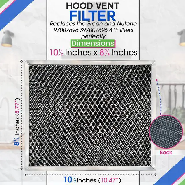 Alt view image 3 of 6 - Stove Vent Filter 10.5"x8.8" 97007696 Fits Nutone Broan Range Hood Filter | Replacement 41F Ductless Hood Vent Filter Oven Exhaust Fan Grease & Carbon Aluminum Mesh Screen Filters Kitchen Air (3-Pack)