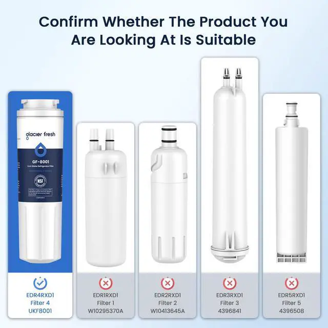 Alt view image 2 of 6 - UKF8001 Whirlpool Refrigerator Water Filter 4, 4 Pack