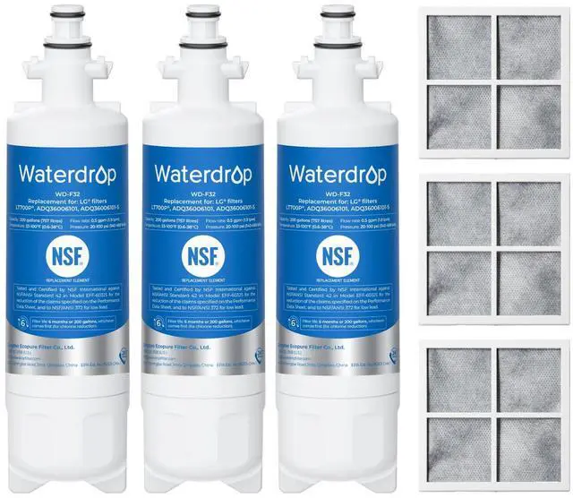Main image of ADQ36006101 Water Filter, Replacement for LG® LT700P®, 3 Combo | Replacement for Kenmore® 9690, 469690, ADQ36006102, LFXS30766S, RFC1200A, FML-3 and LT120F® Air Filter