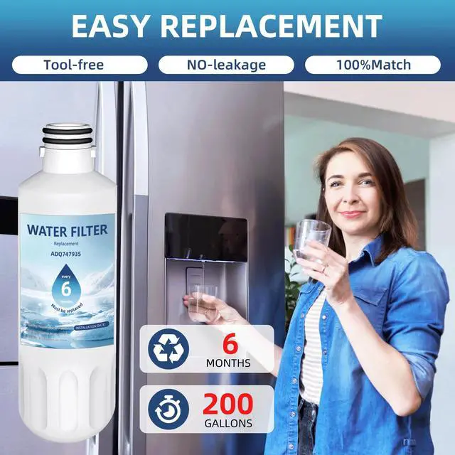 Alt view image 6 of 6 - LT1000P ADQ747935 Water Filter 6-Month Replacement for LG LT1000P/PC/PCS ThinQ Water Filter AGF80300704,LMXS28626S,LFXS26973S,LRFLC2706S,LRMXS2806S,LRFS28XBS,LFXC22526S,4 Combo Set