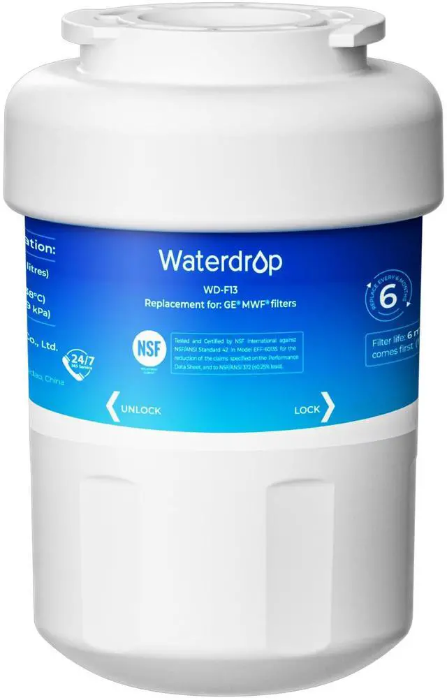 Main image of WD-F13 Refrigerator Water Filter, Replacement for GE® MWF® | Replacement for SmartWater® MWFP, MWFINT, MWFA, GWF, HDX FMG-1, Kenmore® 9991, GSE25GSHECSS, WFC1201