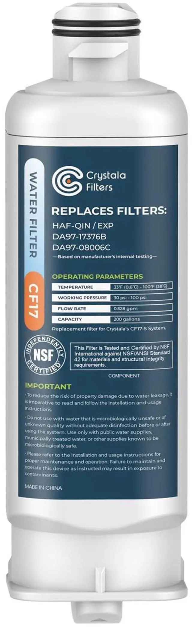 Main image of Replacement for Samsung Water Filter DA97-17376B 1 Pack | NSF 42 Compatible with Samsung HAF-QIN, HAF-QIN/EXP, DA97-08006C, RF23M8070SG, RF23M8070SR, RF23M8090SG, RF23M8570SR