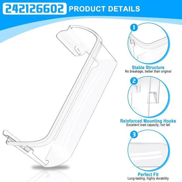 Alt view image 4 of 7 - 242126602 Refrigerator Door Bin for Frigidaire Door Shelf Replacement | UPGRADED Frigidaire Shelf Replacement LFSS2612TF0 LFSS2612TF4 Frigidaire Door Bin Parts 2421266 PS12364199 Bottom Shelves